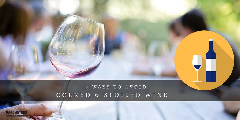 Hand holding wine glass at outdoor table, wine bottle and glass icon overlay, avoid spoiled wine tips.