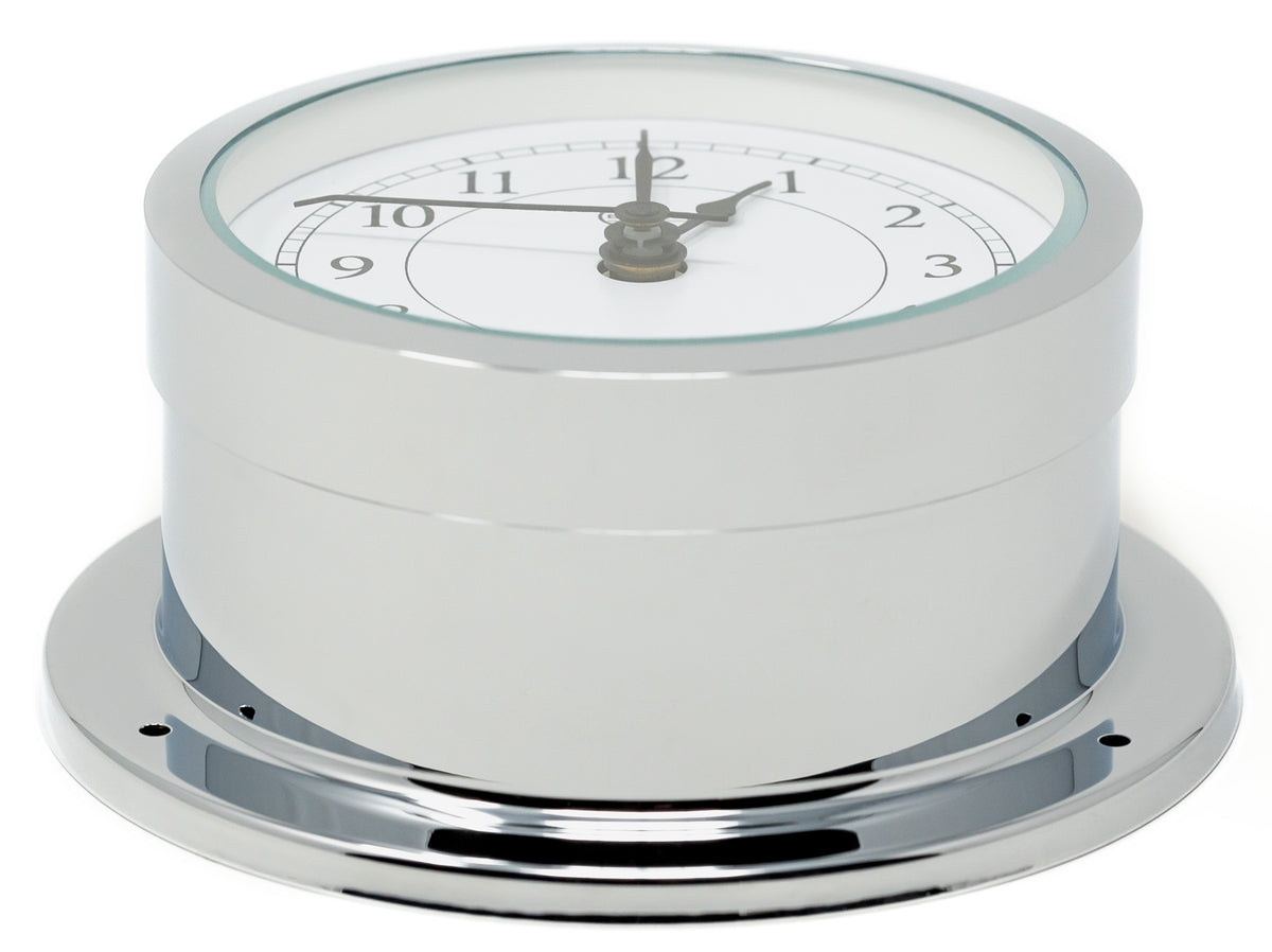 Barigo Star Quartz Clock | Polished Chrome with White Dial | 110mm | 1187CR