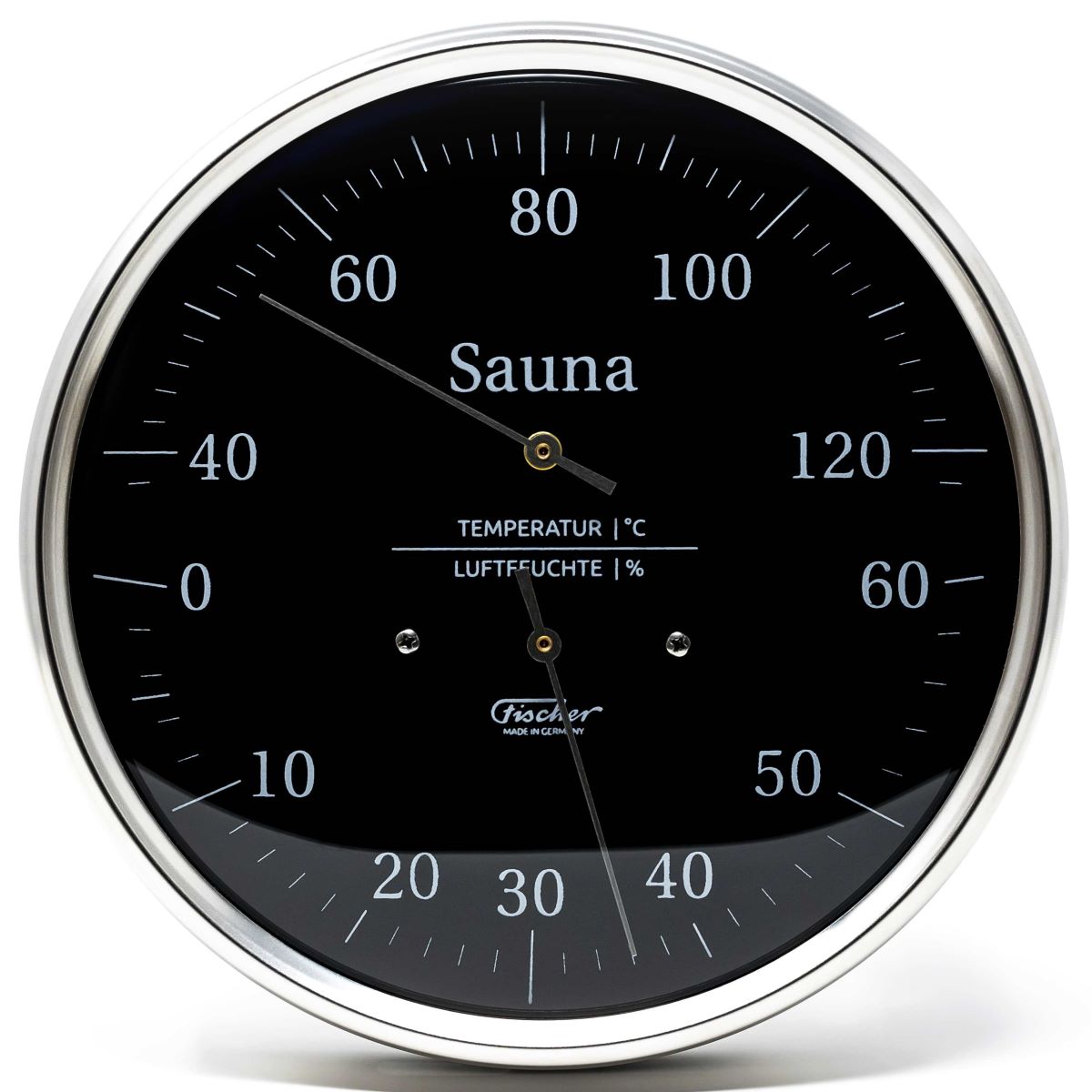 Fischer German Sauna Gauge – Black Dial 160mm (Temperature & Humidity)