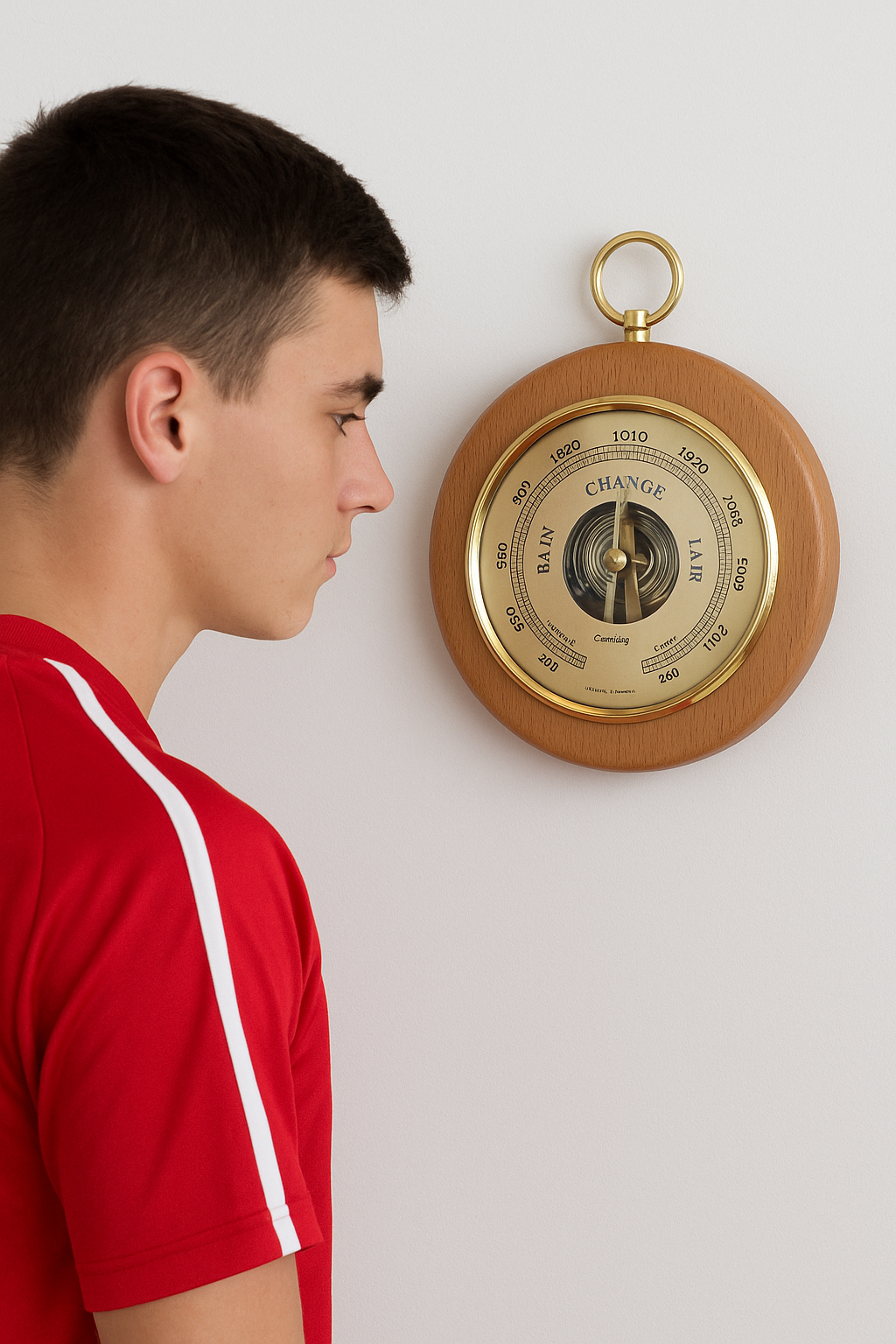 Light Beech Wood & Brass 140mm Fischer Barometer