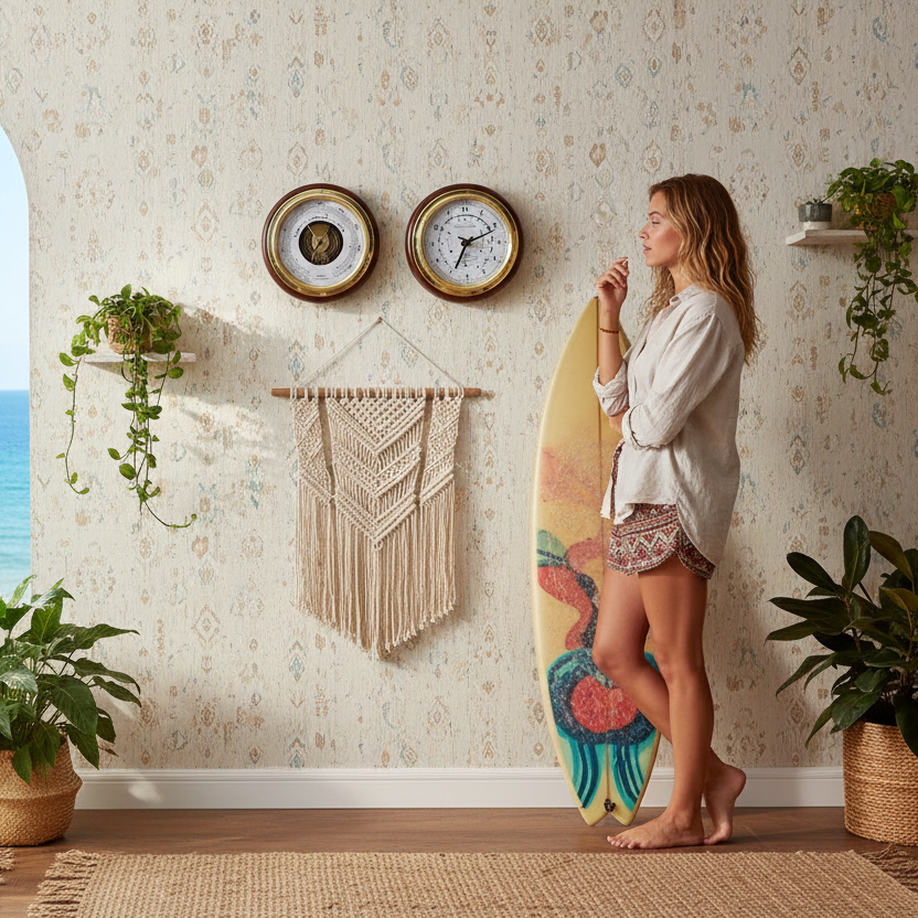 Popular Mahogany 170mm Barometer & Tide Clock Combo