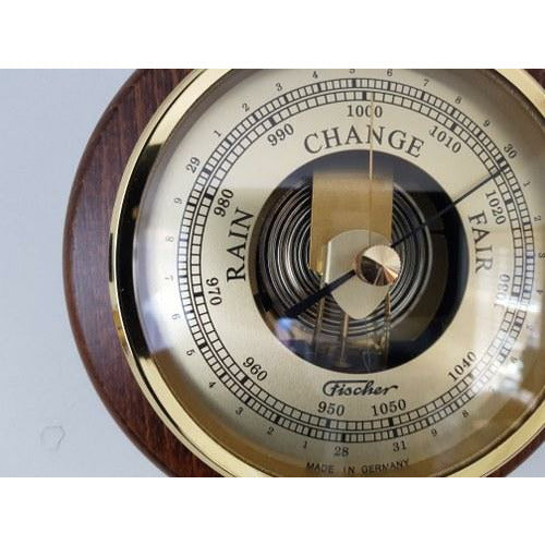 Classic Walnut & Brass 170mm Fischer Barometer