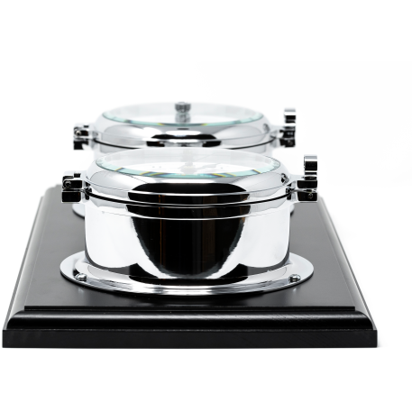 Impressive Solid Fischer Nautical Chrome Barometer & Tide Clock