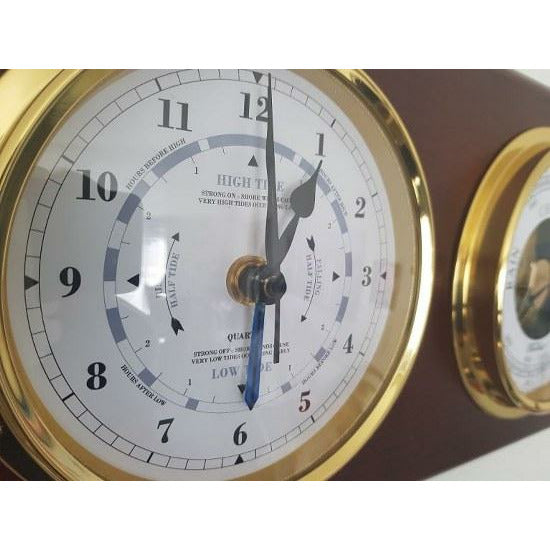 Barometer & Tide Clock - Mahogany & Brass – Perfect for Marine Enthusiasts