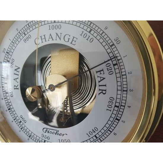 Mahogany &amp; Brass Barometer &amp; Tide Clock Combination