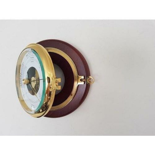 Brass Porthole Mahogany Barometer