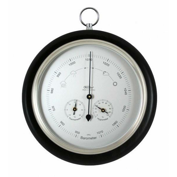 Ebony & Chrome Weather-Station 3 in 1 - Hygrometer + Barometer + Thermometer