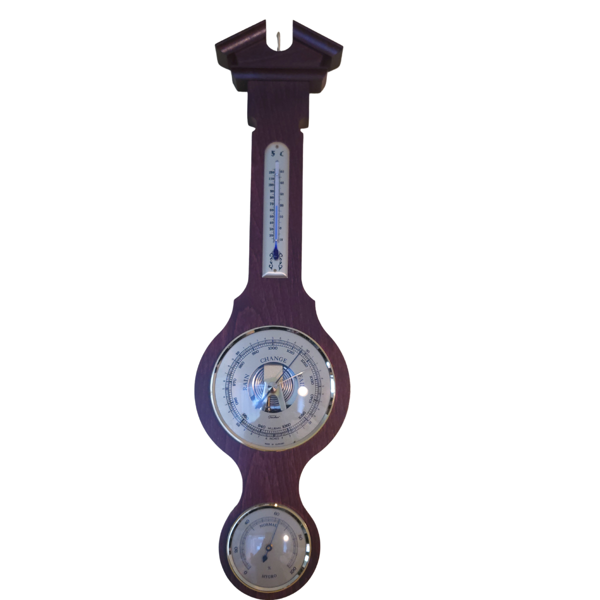 Banjo Mahogany Weatherstation -3 in 1 - Hygrometer + Barometer + Thermometer