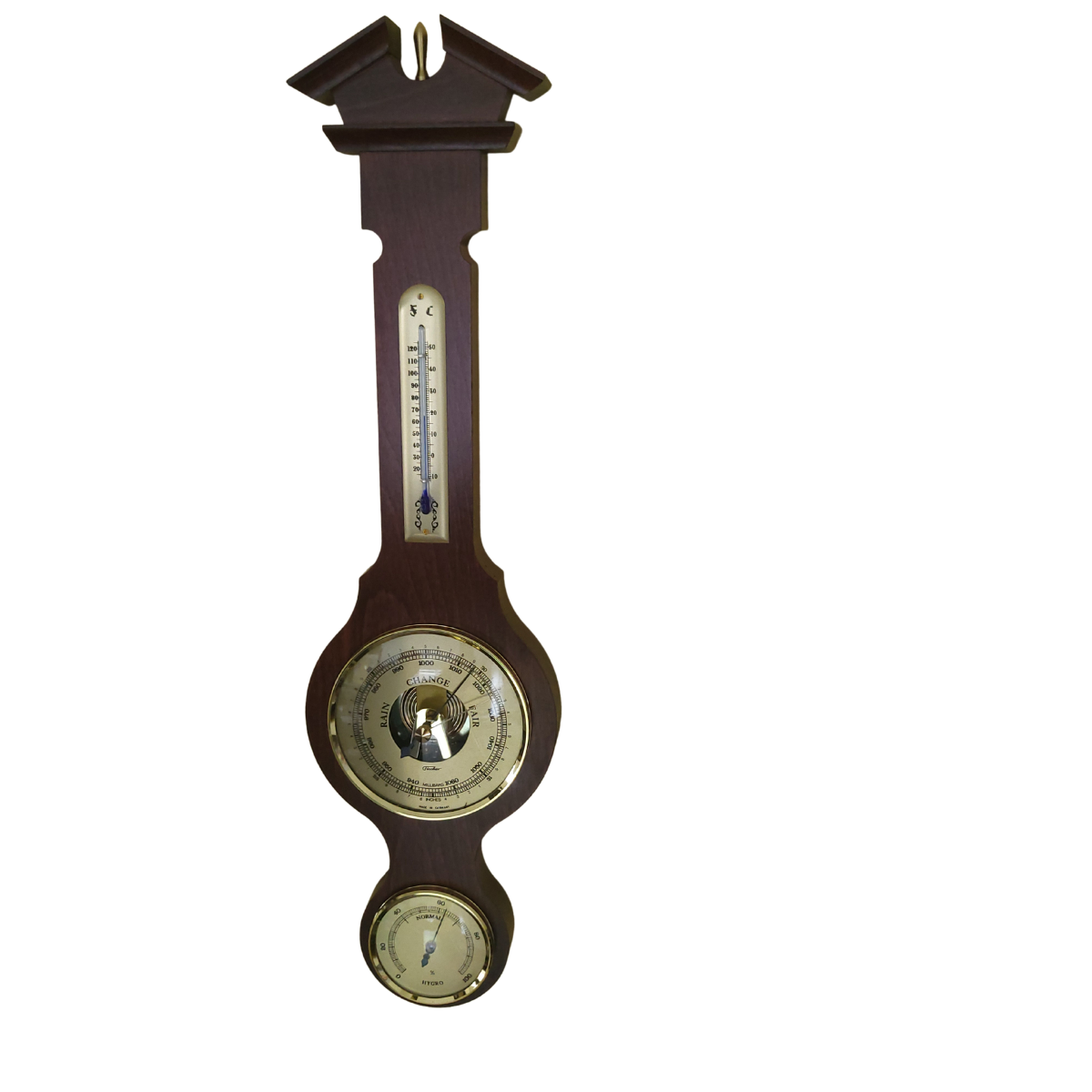 Banjo Mahogany Weatherstation -3 in 1 - Hygrometer + Barometer + Thermometer