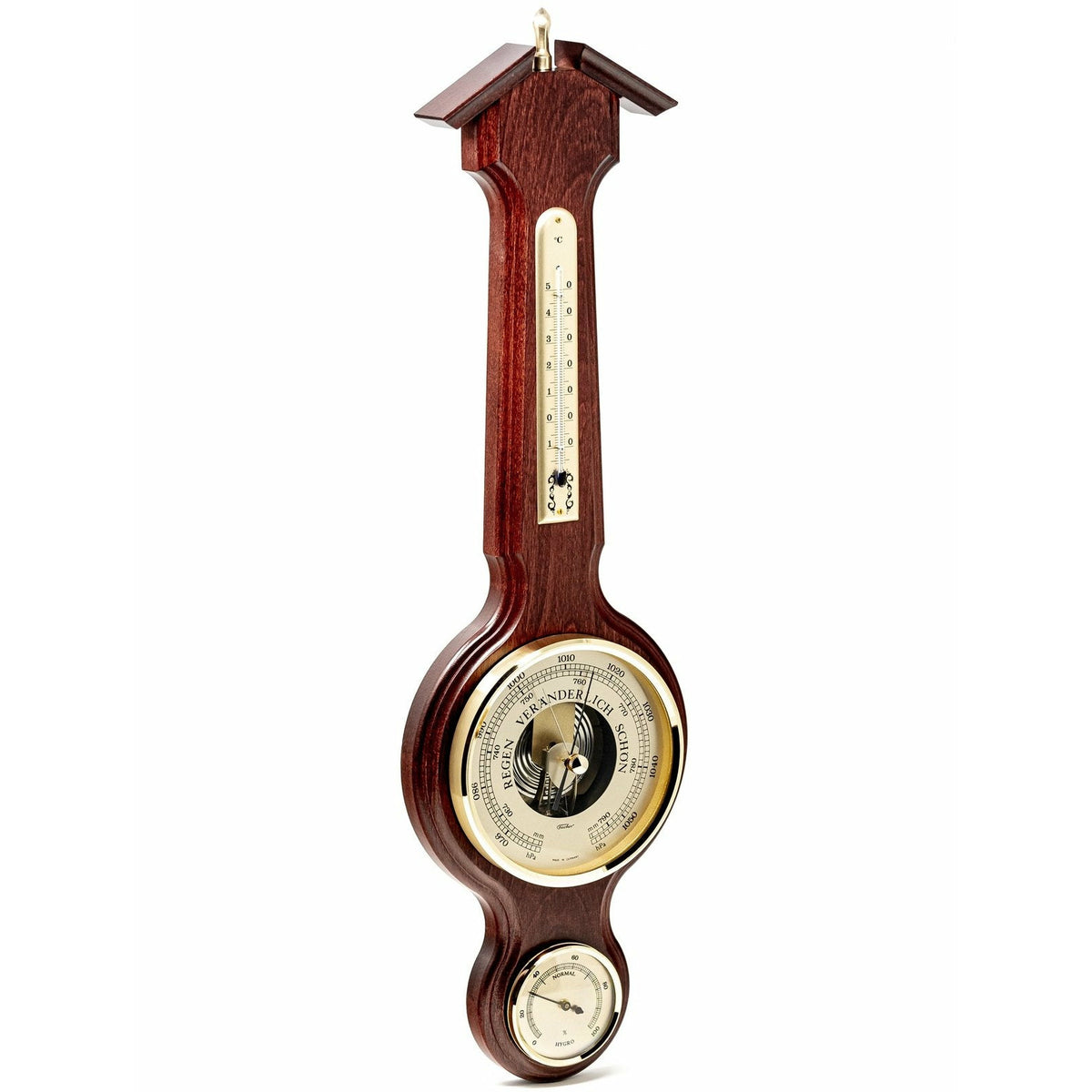 Traditional  Banjo Mahogany 540mm Weatherstation -3 in 1 - Hygrometer + Barometer + Therometer