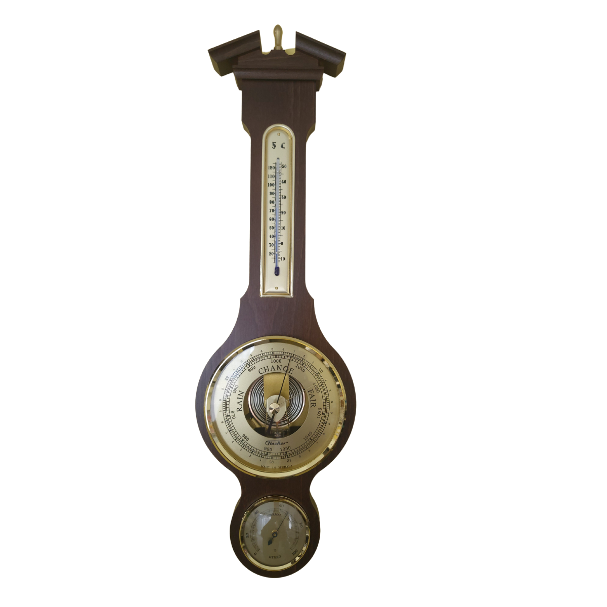 Traditional Banjo Walnut 540 mm Weatherstation -3 in 1 - Hygrometer + Barometer + Thermometer