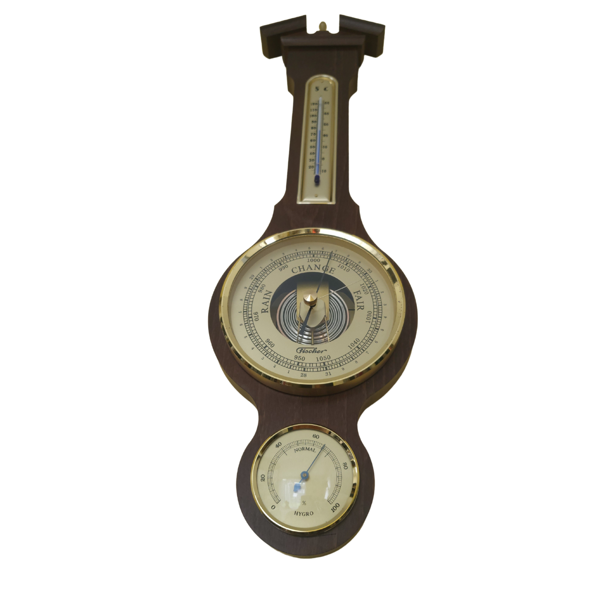 Traditional Banjo Walnut 540 mm Weatherstation -3 in 1 - Hygrometer + Barometer + Thermometer
