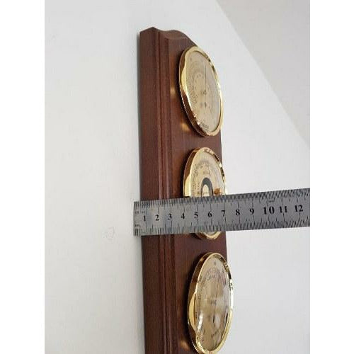 Mahogany &amp; Brass Weatherstation-3 in 1 - Hygrometer + Barometer + Therometer