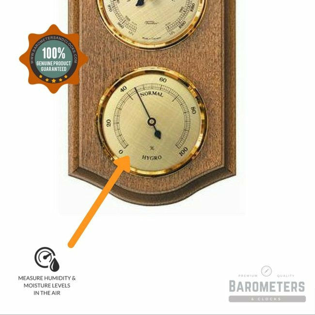 Rustic Oak & Brass Weatherstation - 3 in 1 - Hygrometer + Barometer + Thermometer