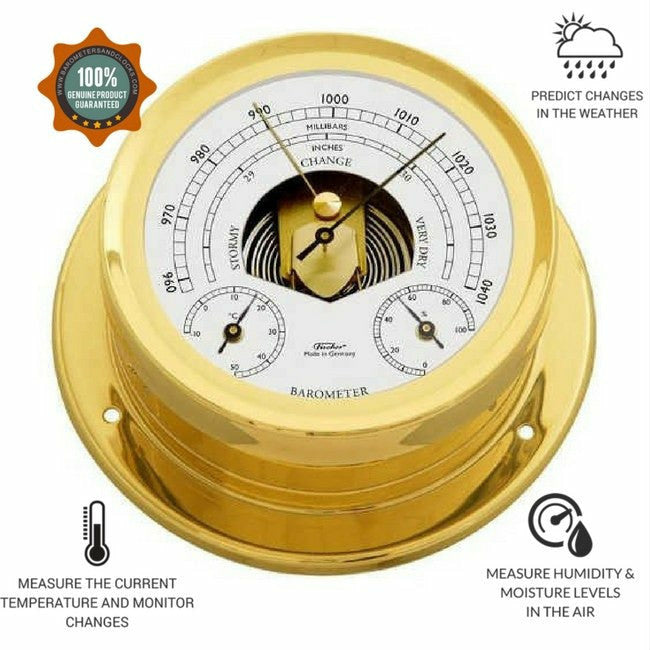 Premium Brass Weatherstation – Barometer, Thermometer & Hygrometer