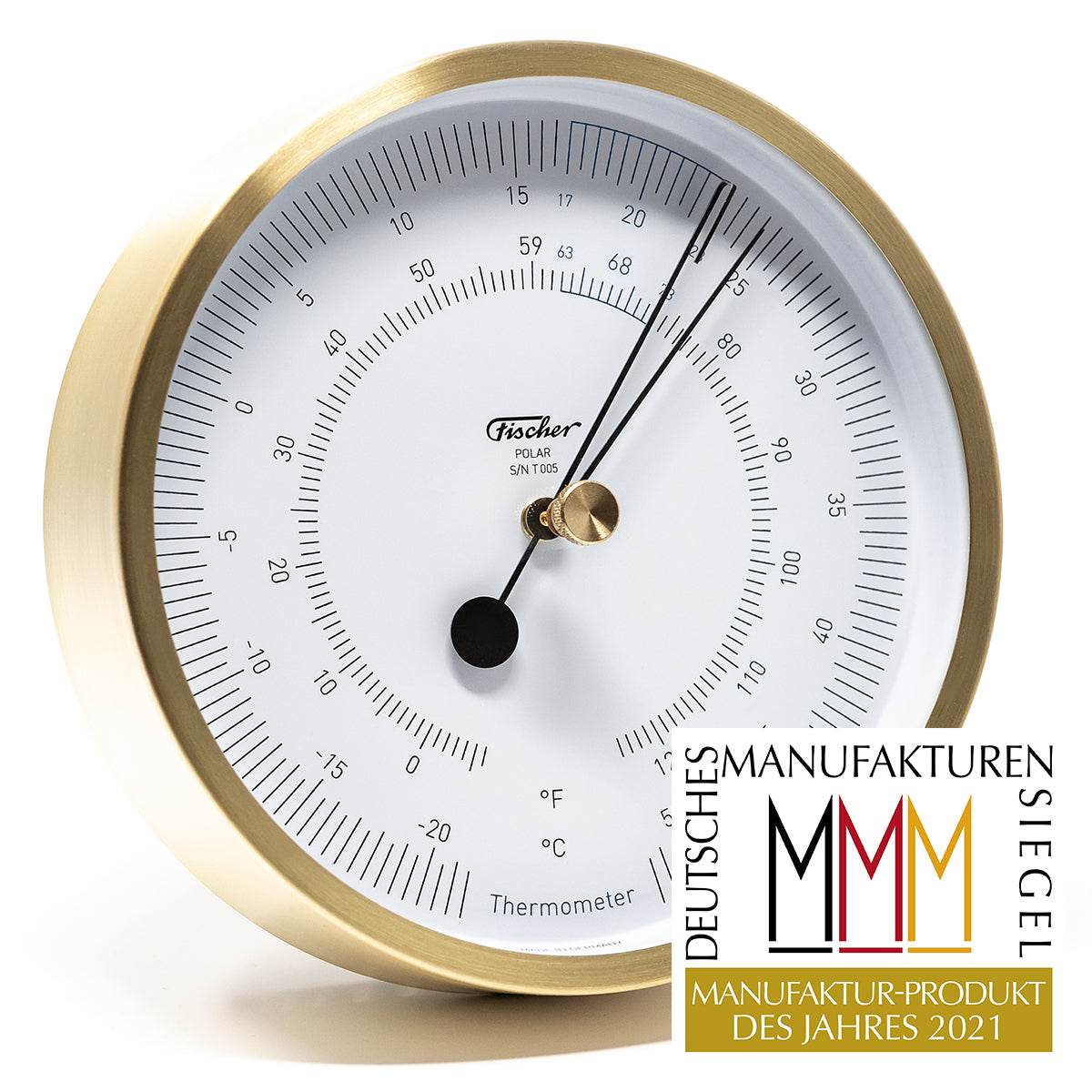 Designer POLAR Instruments - Thermometer Brushed Brass