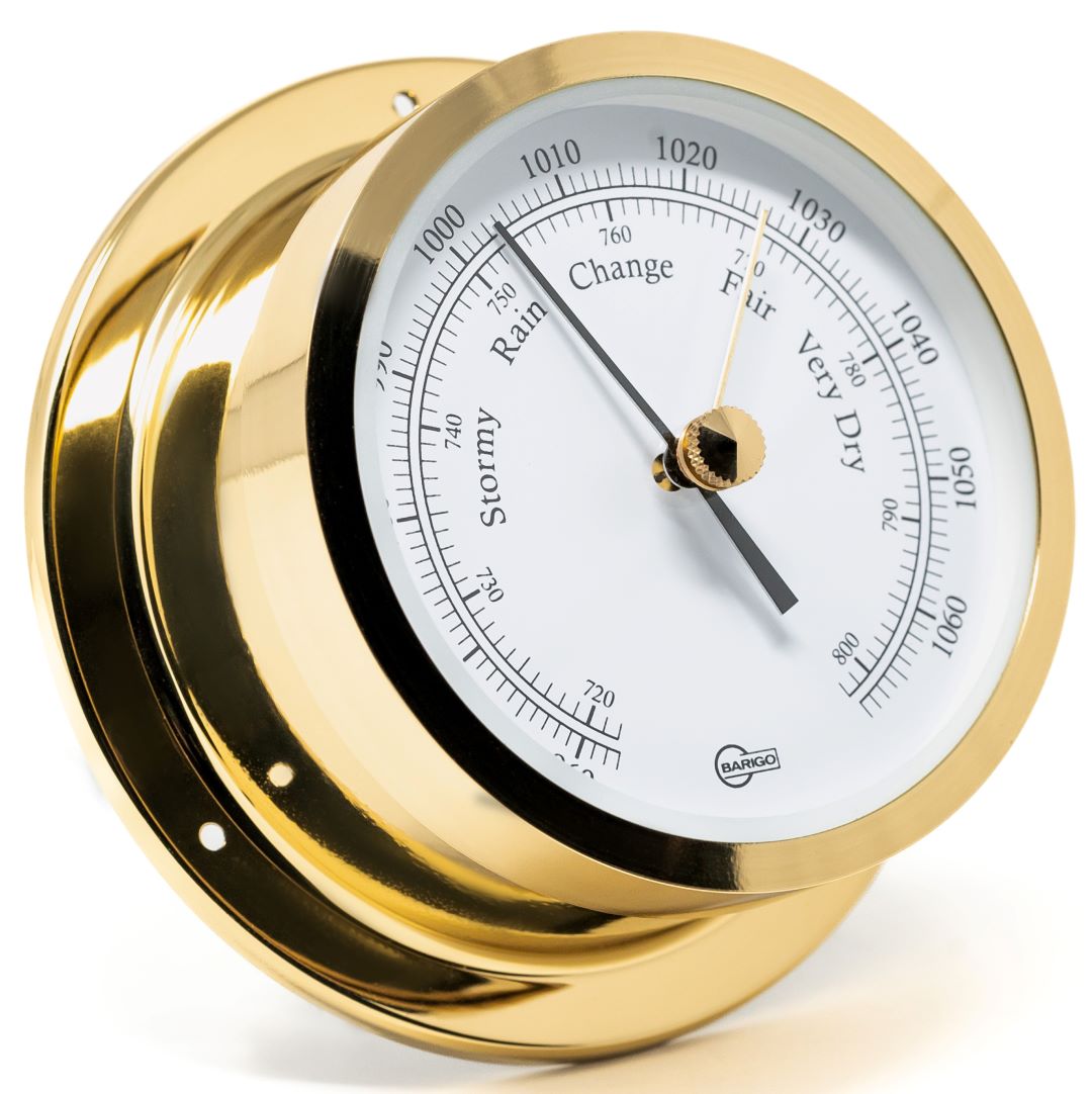 Barigo Star Barometer | Polished Brass with White Face | 110 mm | 1185ms