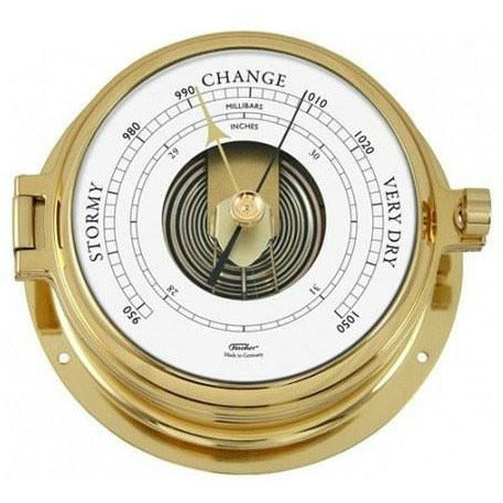 Nautical Fischer Brass Barometer &amp; Tide Clock Combo