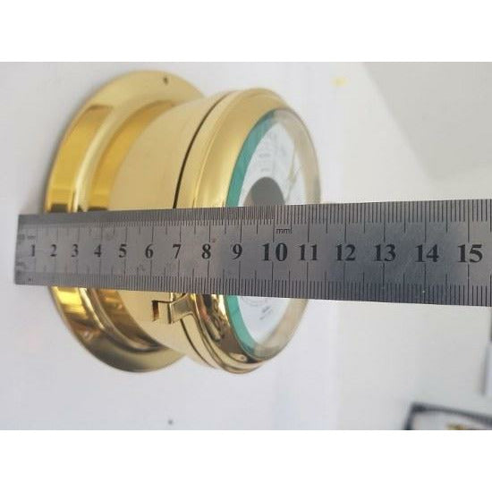 Solid Polished Brass Tide Clock &amp; Barometer combo – Premium Marine Weather Instrument