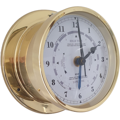 Polished  Brass Barometer &amp; Tide Clock Combo