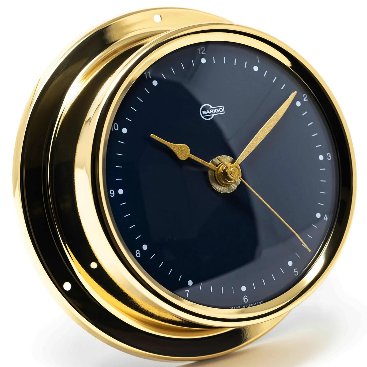 Barigo Regatta 125 mm Polished Brass Barometer & Clock