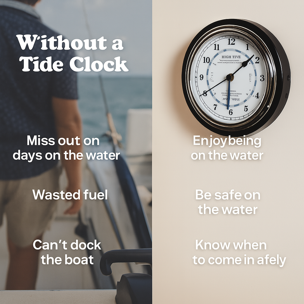 The Black &amp; Chrome Tide Tracker – Precision Tide Clock + Quartz Wall Clock (Fischer Germany)