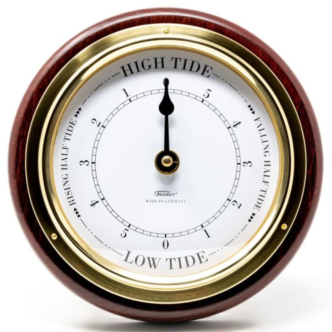 Fischer Tide Clock in Mahogany  &amp; brass