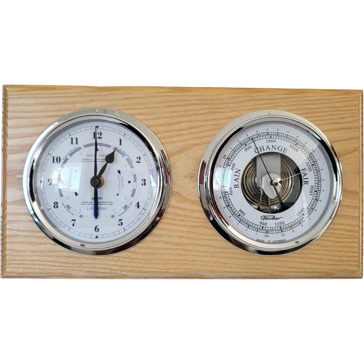 Ash &amp; Chrome Barometer Tide Clock