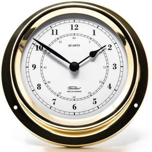 Polished Brass &amp; White Dial 125mm Quartz Clock