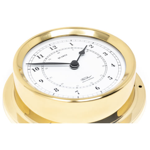 Polished Brass &amp; White Dial 125mm Quartz Clock