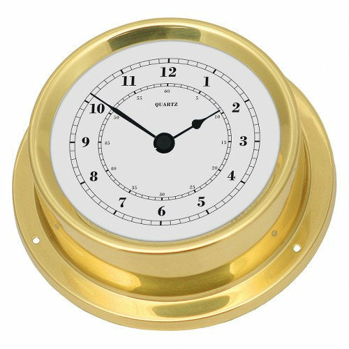 Polished Brass &amp; White Dial 125mm Quartz Clock