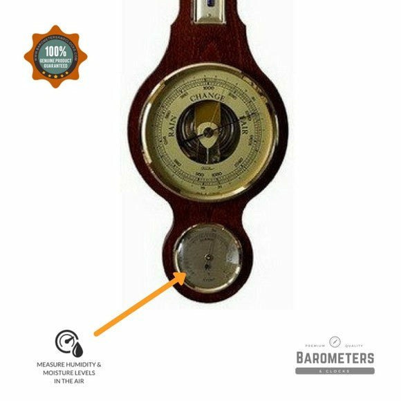 Traditional  Banjo Mahogany 540mm Weatherstation -3 in 1 - Hygrometer + Barometer + Thermometer