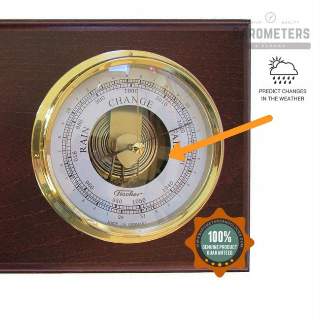 Mahogany &amp; Brass Barometer &amp; Tide Clock Combination